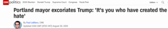 特朗普|完全放开了！波特兰市长一口气痛骂特朗普：“是你制造了仇恨！”