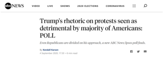 特朗普|民调:多数美国人认为,特朗普就抗议发表的言论让情况变更糟!