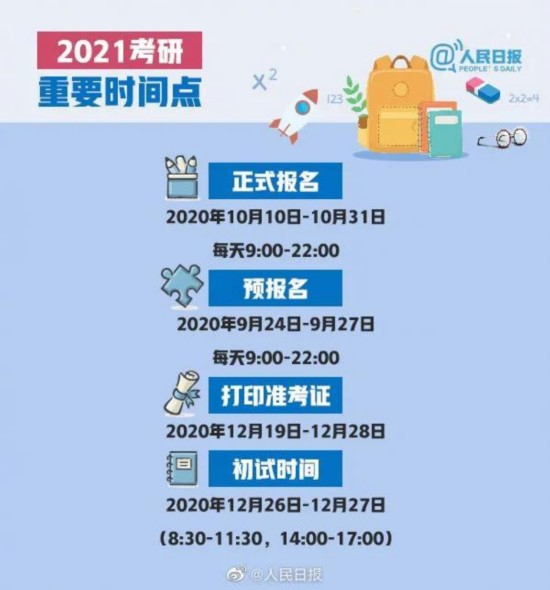 备考|考研党请查收！这份2021考研时间表，愿你逢考必过