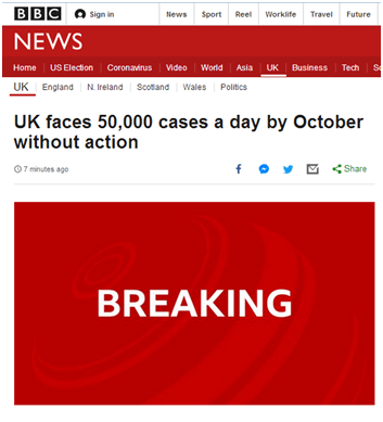 新冠|严重警告！英政府首席科学顾问：如不加强防疫，英国可能每天新增5万新冠感染病例