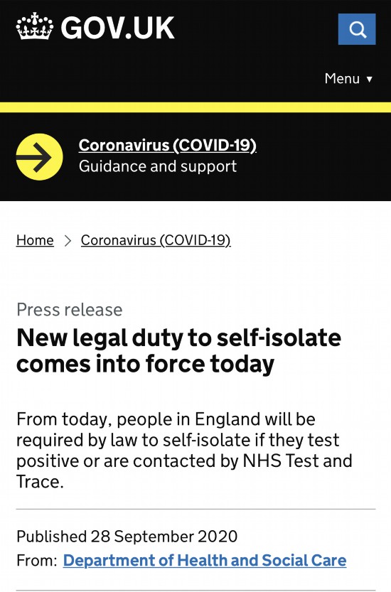 隔离|英国政府：违反英国自我隔离规定将受法律追责