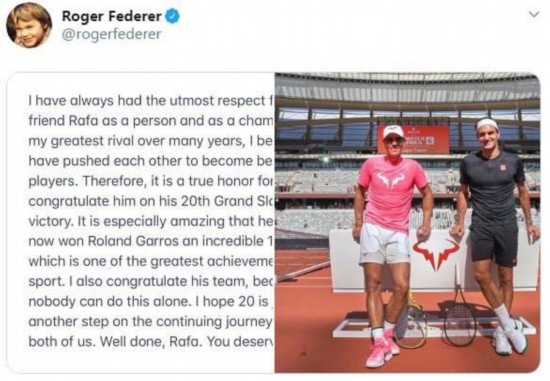 费德勒社交媒体截图