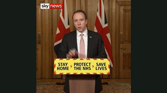  英国卫生部长马特&middot;汉考克（英国天空新闻网）