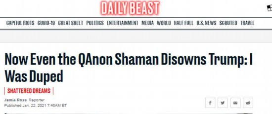 钱斯利|美媒爆料：“牛角男”钱斯利后悔了，称自己被特朗普骗了……