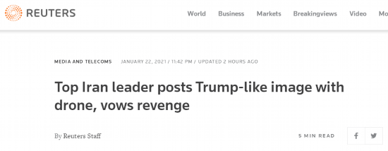 报复|伊朗最高领袖发推现酷似特朗普图片誓言“报复”，美方回应：不可接受