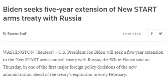 军控|环球深观察丨美俄间仅存的军控条约会被延长五年吗