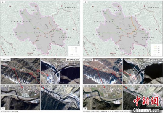 灾后重建区交通基础设施得到极大的提升监测结果。中科院空天院 供图