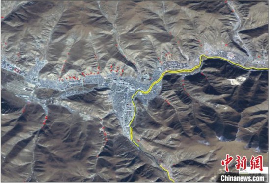玉树灾后重建区地质灾害治理工程和防洪工程监测结果。中科院空天院 供图