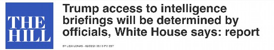 特朗普|特朗普能否接收情报简报？白宫：拜登将交由情报团队做决定
