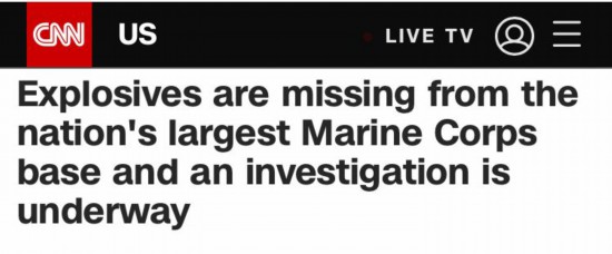 NCIS|外媒:美最大海军陆战队基地有爆炸物丢失