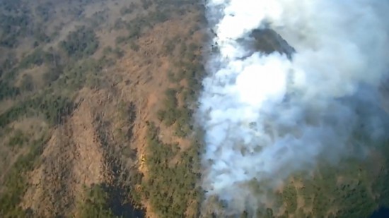 山林|韩国江原道发生山火 山林厅派出10架直升机展开灭火行动