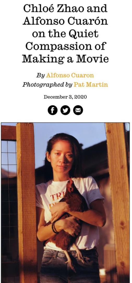 △奥斯卡最佳导演奖得主阿方索&middot;卡隆称赞赵婷真正参与到了角色中