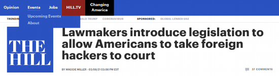 黑客帝国|暗指中俄伊? 美议员提法案,要允许美公民就网络攻击向外国政府追责