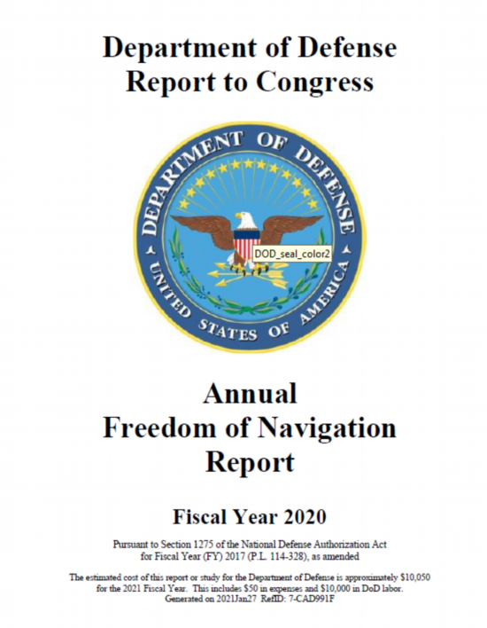 自由行动|美国防部2020“航行自由报告”挑战19个国家和地区主张，涉中国最多