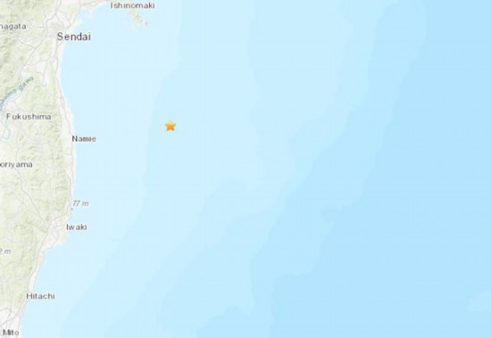 日本东部海域发生5级地震震源深度56.1公里