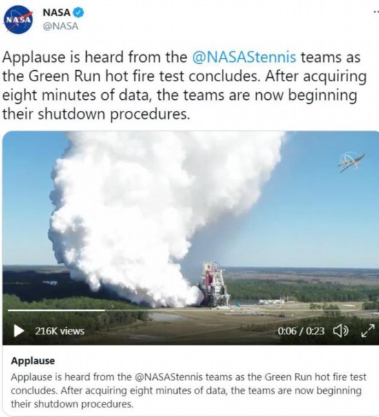 图片来源：NASA社交媒体官方账号截图