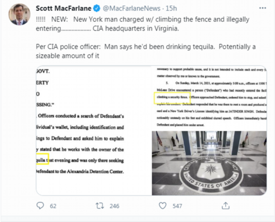 美国NBC第四频道的记者推特截图
