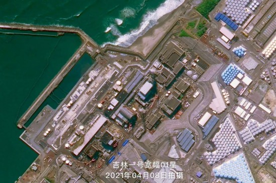 图：2021年04月08日，吉林一号卫星拍摄的日本福岛第一核电站3号反应堆 