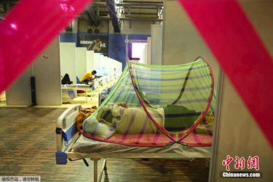 资料图：当地时间2021年5月2日，印度新德里，印度英联邦运动会运动员村变成临时新冠病房。