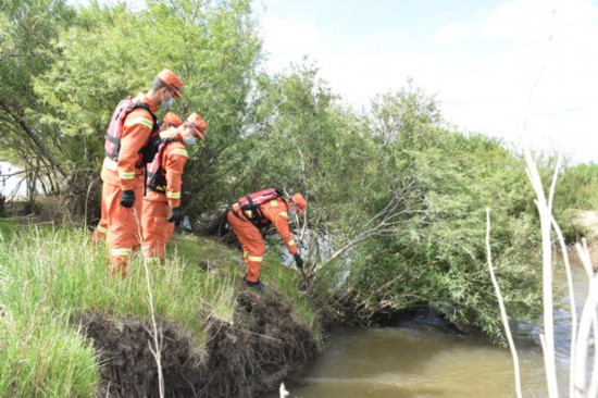富裕县沉船事故打捞现场。哈尔滨市森林消防支队 供图