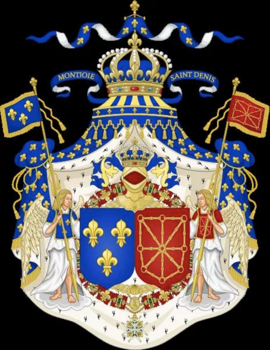 法兰西王国国徽,可以看到上方的口号