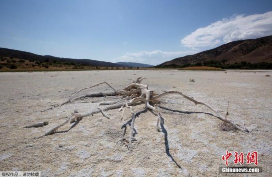 2021年6月18日，美国加利福尼亚州洛杉矶县的伊丽莎白湖（Elizabeth Lake），该地区正在经历极端的高温和干旱。美国西南部多地连续数日遭遇创纪录高温。图为多年来一直干涸的伊丽莎白湖景观。