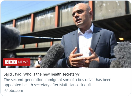  赛义德&middot;贾维德：谁是新任英国卫生大臣？/BBC报道截图
