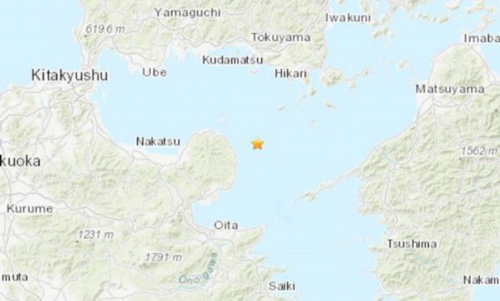 日本九州岛附近海域发生5.2级地震震源深度71千米