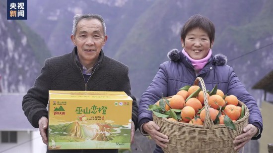  △毛相林和爱人展示丰收的柑橘