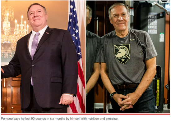 美国前国务卿蓬佩奥与《纽约邮报》合作，大谈减肥经历。  《纽约邮报》报道截图