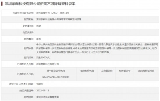 象鲜|深圳象鲜科技公司违法5天收2罚单 为小象生鲜子公司