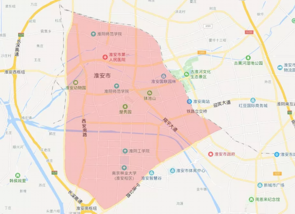 江苏             淮安区:淮河入海水道(不含),沈坤路(含),山阳大道