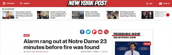 《纽约邮报》报道截图