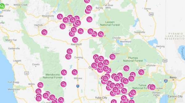 PG&E在本次断电中开放地图，供用户查询，但其部分信息服务处于瘫痪 图自PG&E