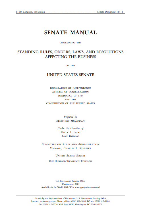 参议院《弹劾程序手册》 图自美国国会