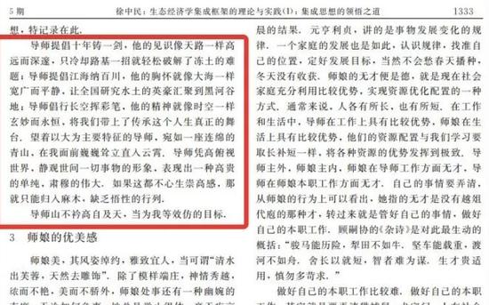徐中民对导师崇高感的论述总结。论文截图