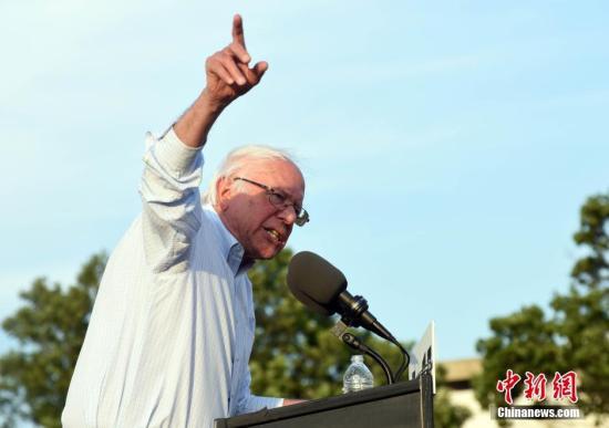 资料图：美国民主党总统竞选人桑德斯。中新社记者 张蔚然 摄