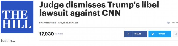 特朗普|美媒：特朗普竞选团队针对CNN诉讼被法官驳回