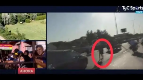 球迷闯入灵车队伍中