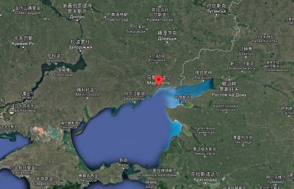 地图上的红点标记处为格努托沃所在位置,该村距离马里乌波尔约20公里