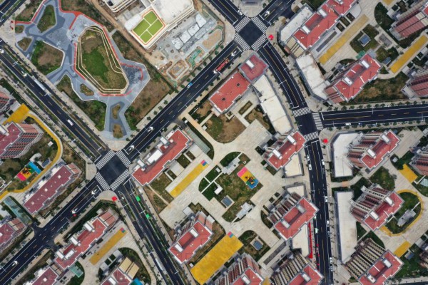 &uarr;2022年8月26日拍摄的雄安新区雄东片区(无人机照片)。