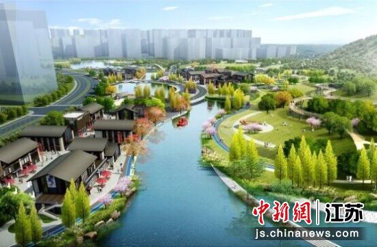 ：南京青龙地铁小镇“中央绿脉”景观效果图。南京地铁小镇开发建设集团有限公司