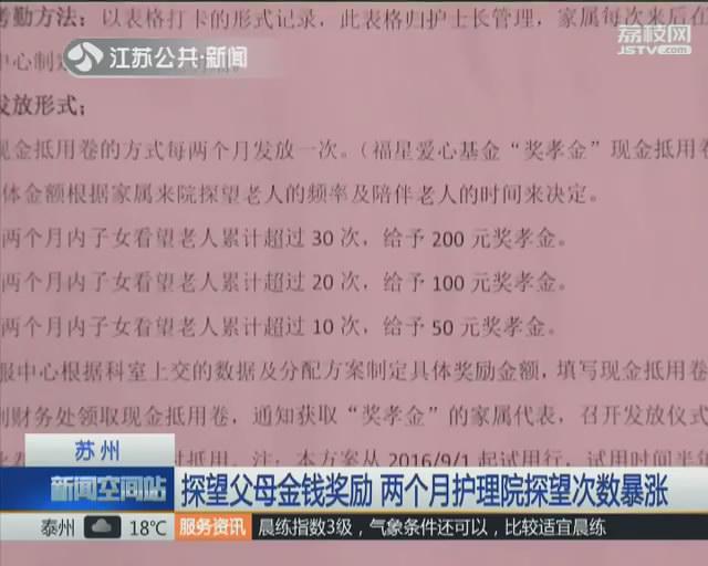 苏州:探望父母奖励金钱 两个月护理院探望次数暴涨