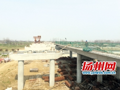 陈集互通上跨125省道桥施工现场。露莎摄