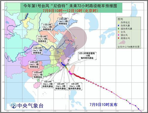 台风黄色预警：“尼伯特”9日中午前后将登陆福建