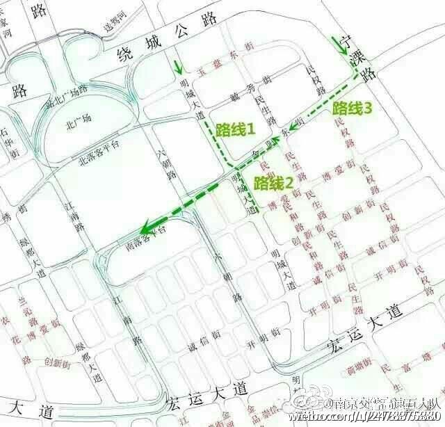 按线路1所示行驶