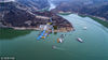 2018年10月22日，在山西忻州老牛湾景区拍摄的黄河河水碧绿美景（无人机拍摄）。