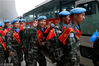 2018年11月14，郑州，中国第4批赴南苏丹（朱巴）维和步兵营第1梯队178名官兵，乘坐联合国包机抵达河南新郑国际机场，载誉归国。