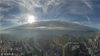 2018年12月4日，福建泉州。清晨7点到8点间，福建晋江上空出现美丽的一线云景观。