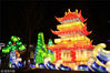2018年2月10日，江苏省淮安市里运河畔，五颜六色的花灯将中洲岛装扮的剔透闪亮。